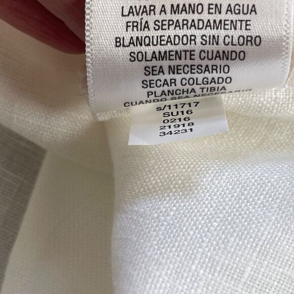 JM Collection Shirt Womens 10 White 100% Linen with Cotton Eyelet Trim Sequins - Picture 14 of 15